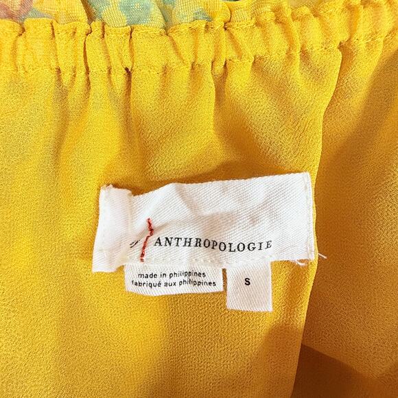 Anthropologie Felipa Cropped Yellow Strawberry Patch Velvet Burnout Tank Top Sm - Picture 5 of 8